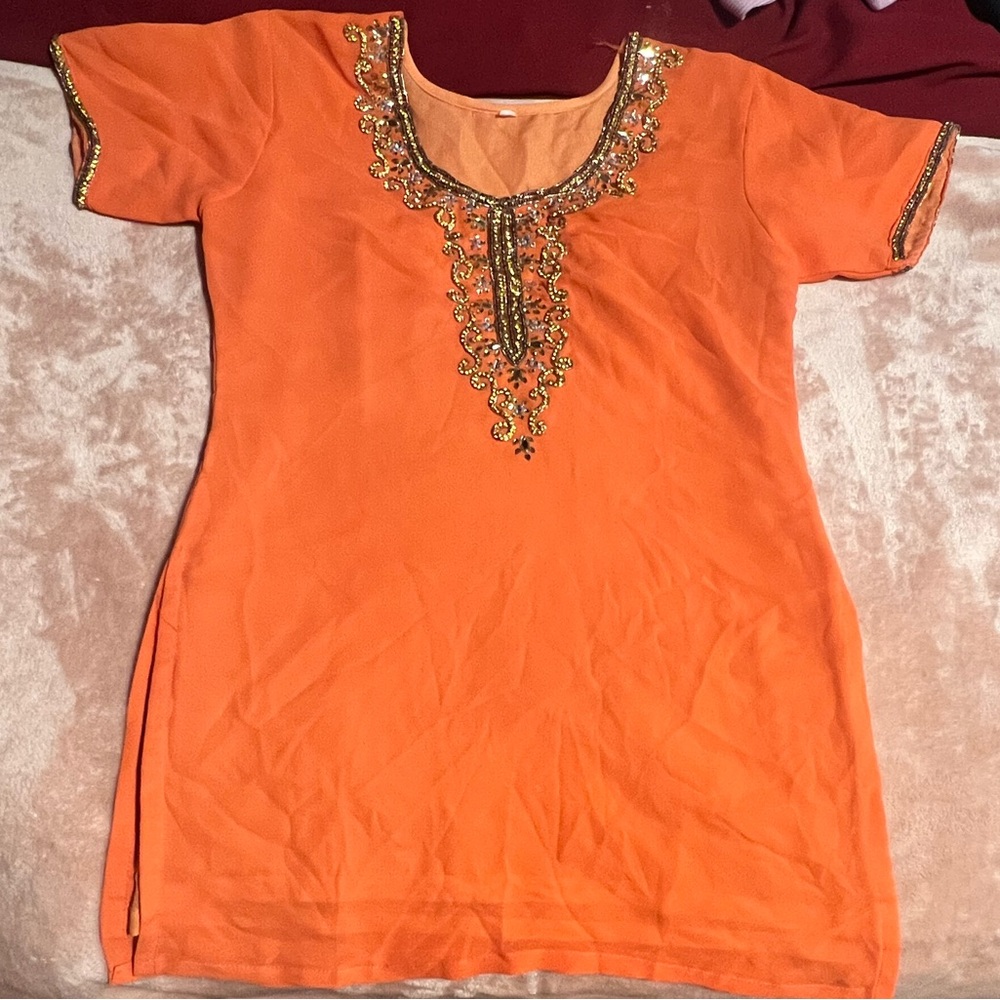 Embroidered Orange Tunic